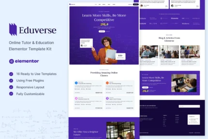 Eduverse - Online Tutor & Education Elementor Template Kit